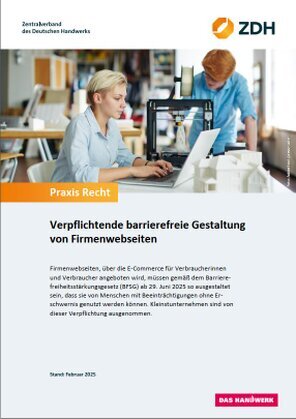 Ab dem 28. Juni 2025 >> Informationen zur Barrierefreiheit ? Klicken Sie auf das Bild um mehr zu erfahren  Firmenwebseiten, über die E-Commerce für Verbraucherinnen und Verbraucher angeboten wird, müssen gemäß dem Barrierefreiheitsstärkungsgesetz (BFSG) ab 29. Juni 2025 so ausgestaltet sein, dass sie von Menschen mit Beeinträchtigungen ohne Erschwernis genutzt werden können. Kleinstunternehmen sind von dieser Verpflichtung ausgenommen. 